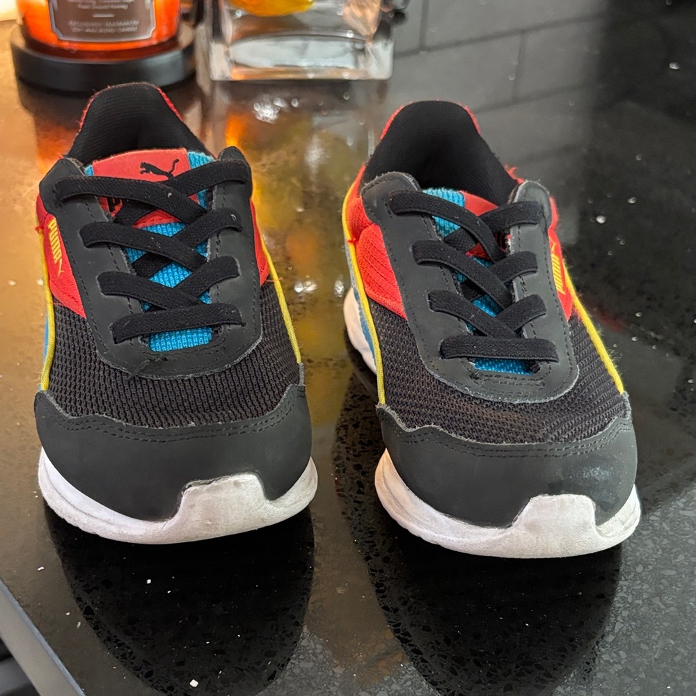 Puma Kids' Sneakers in Black with Blue and Red Accents - Picture 3 of 6